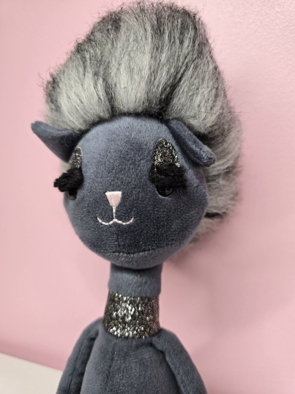 Jellycat Swellegant Kitty Cat Elegant Fancy Fluffy Glitter Plush 14"-Matted Hair - Picture 3 of 16